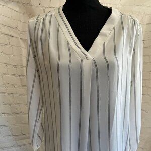 Jon & Anna Contemporary White & Black Braided Stripe Blouse | Office Chic